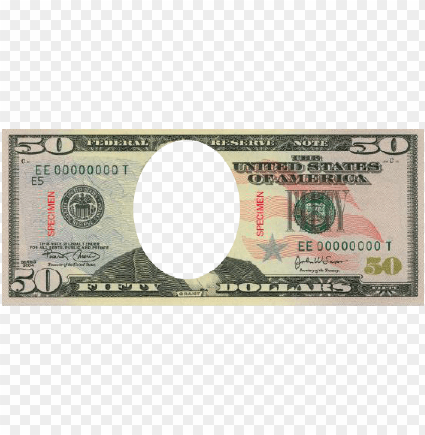 Free download HD PNG blank 50 dollar bill template president is on