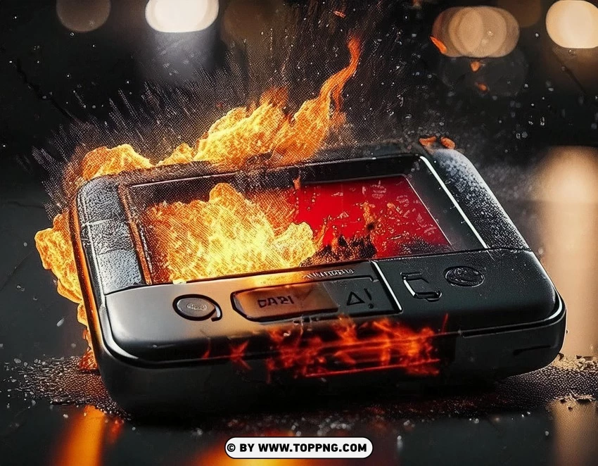 Blazing Flames Consume The Pager PNG Transparent Background