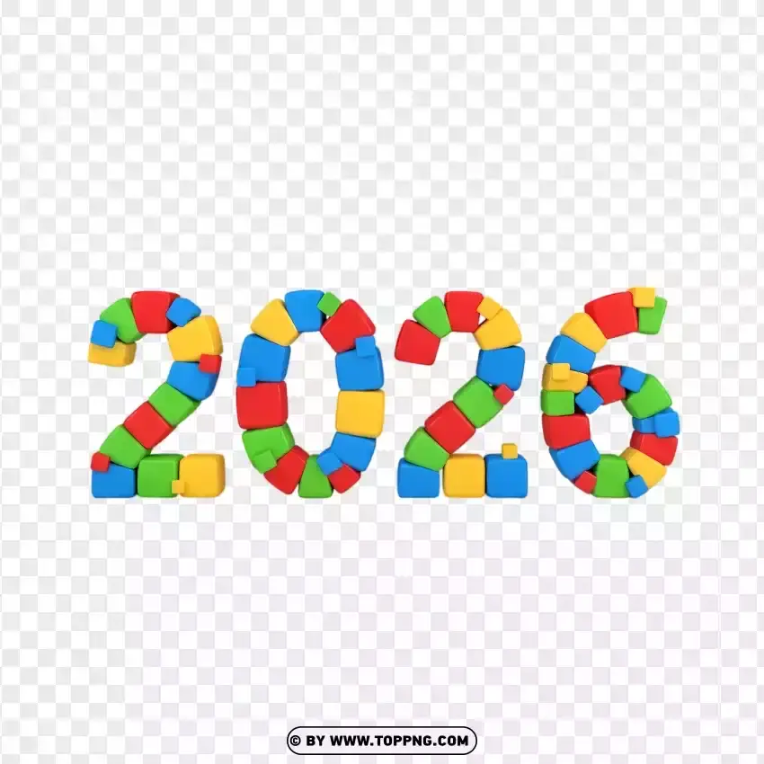 Colorful Geometric Pattern 2026 Typography PNG Transparent Background