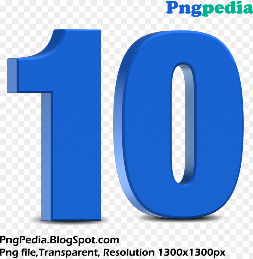 Blue 3d Numbers Set 10 Ten - Blue Number 10 3d PNG Transparent Background