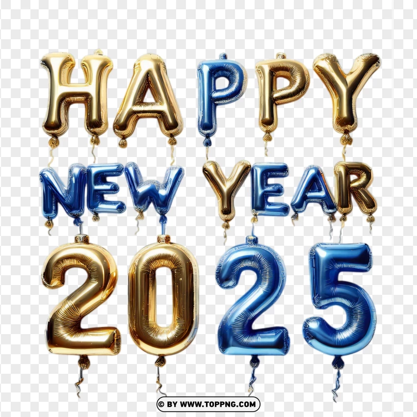 Blue And Gold Happy 2025 PNG Transparent Background