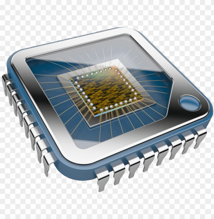 blue computer chip cpu 3d PNG transparent with Clear Background ID 186599