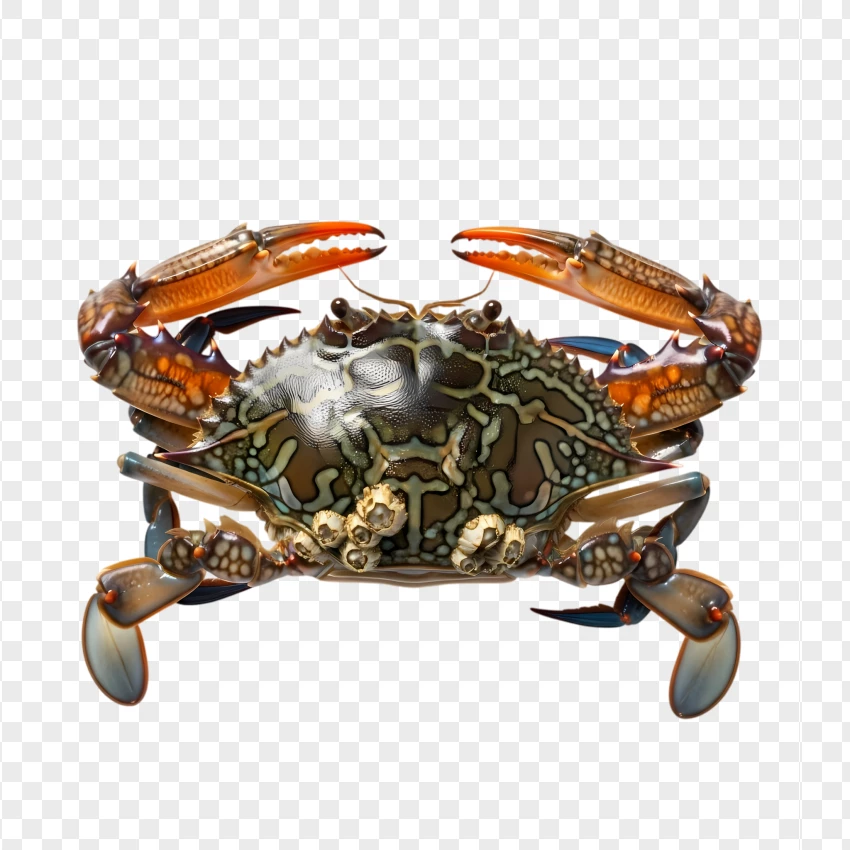 Blue Crab With Bright Claws And Textured Shell PNG Transparent Background