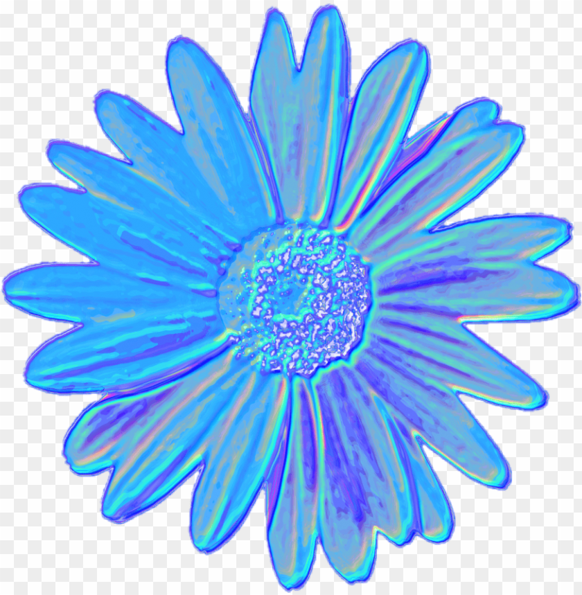 Blue Daisy Flower Tumblr Aesthetic Vaporwave Iridescent Blue Aesthetic Tumblr Transparent PNG Image With Transparent Background