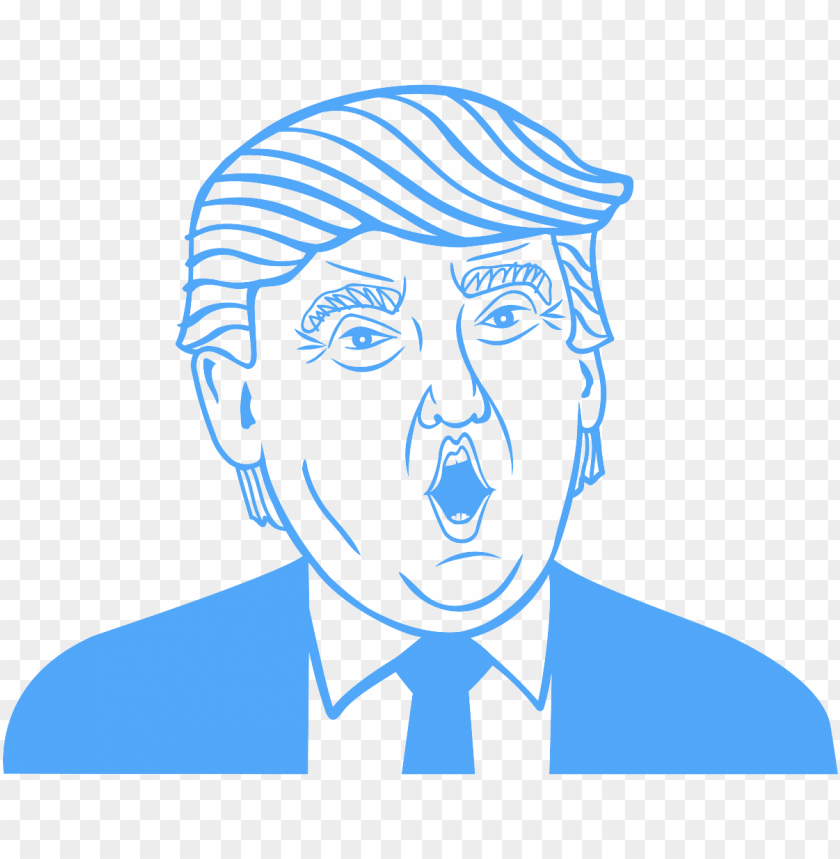 Blue Funny Face Of Donald Trump Vector Outline PNG Image With Transparent Background