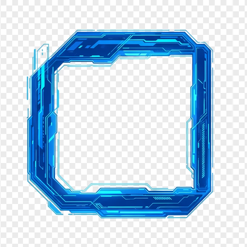 Blue hologram light Twitch overlay frame for futuristic gaming streams