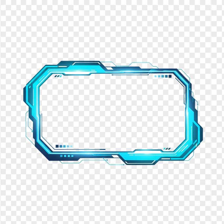 Blue light futuristic stream frame in transparent PNG format for gamers
