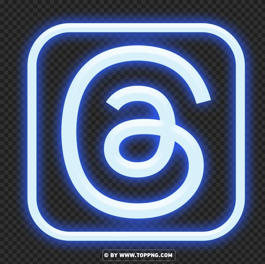 Blue Neon Threads Social Media Square Logo Icon PNG
