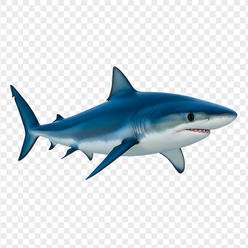 Blue Shark In Motion Underwater PNG Transparent Background