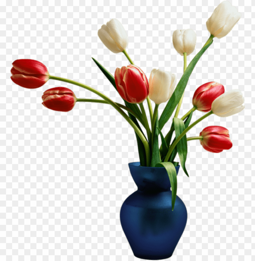 blue vase with tulips