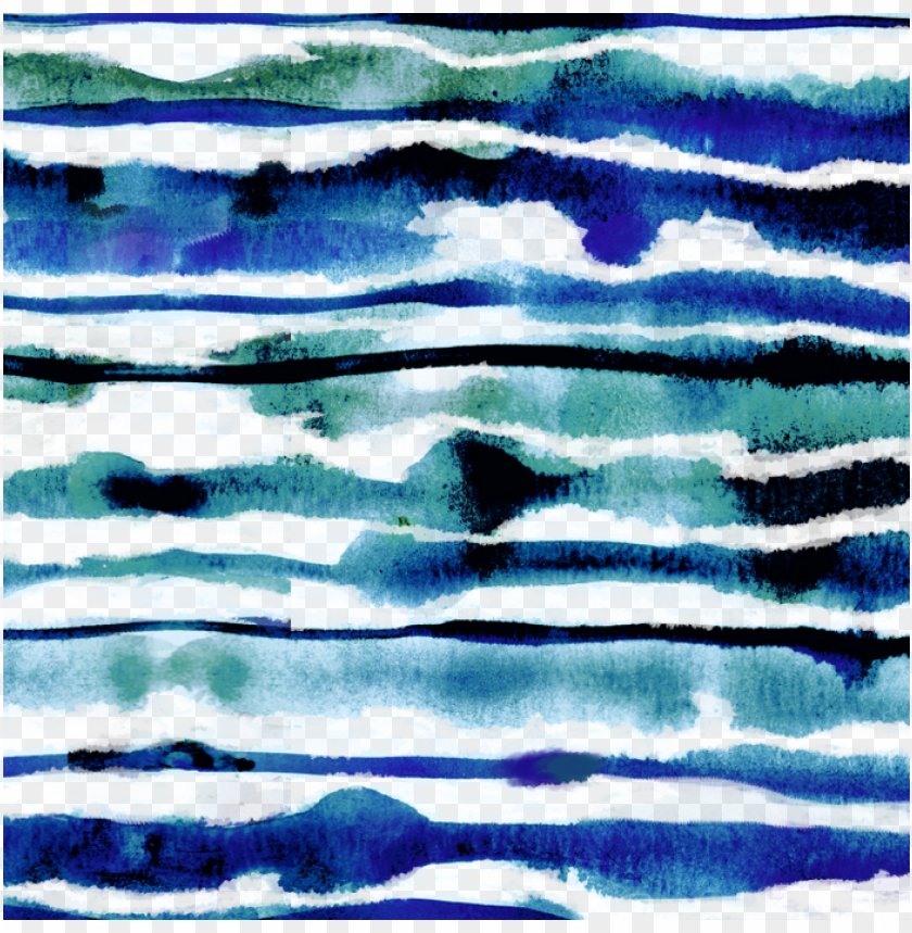 Blue Watercolor Stripe On Paper In Blues And Aquas - Watercolor