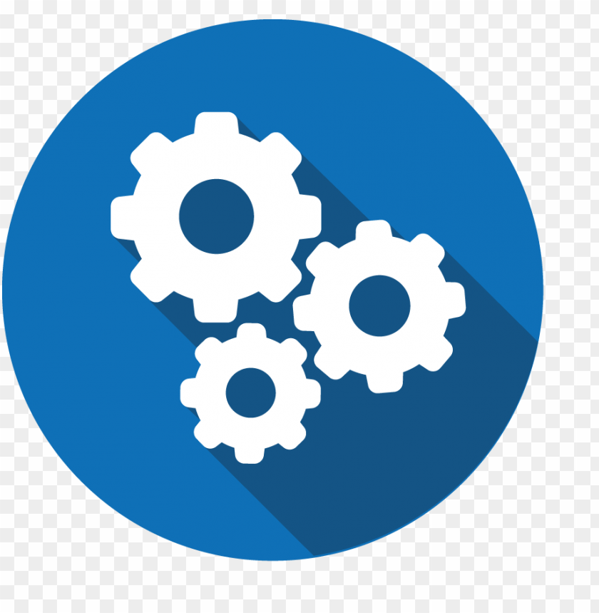 blue & white gears settings round icon PNG Images@toppng.com
