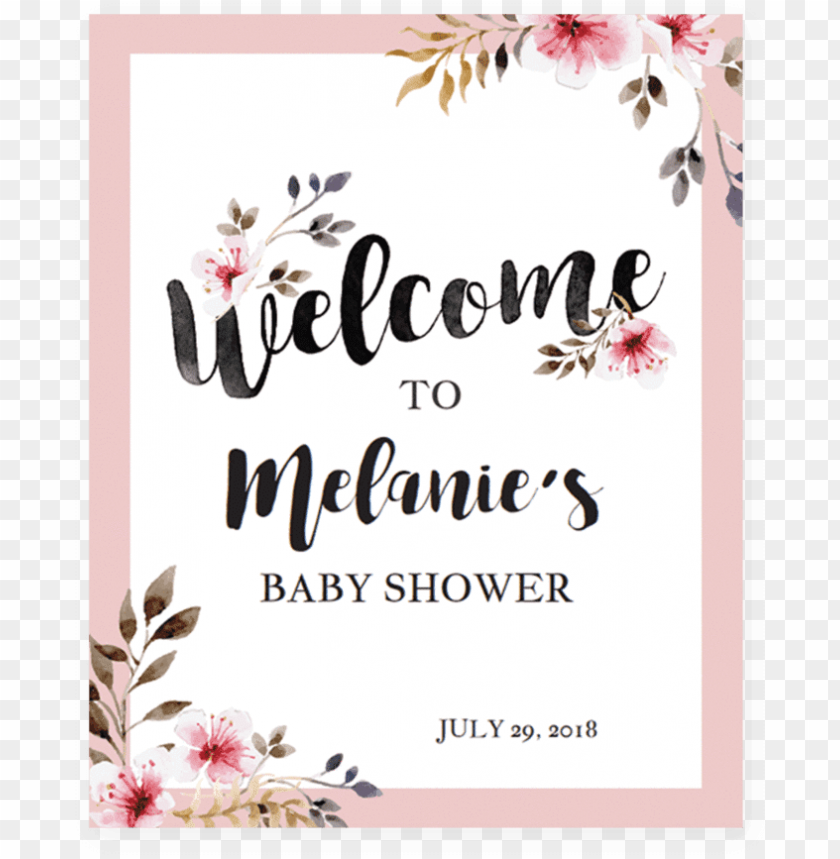 blush flowers welcome sign for shower party by littlesizzle baby shower wishes for baby girl PNG transparent with Clear Background ID 181449