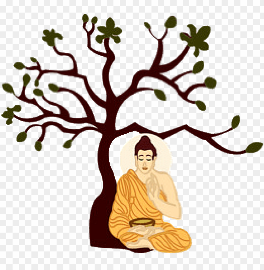 Bodhi Day Buddha Meditating Under Tree PNG Image With Transparent Background