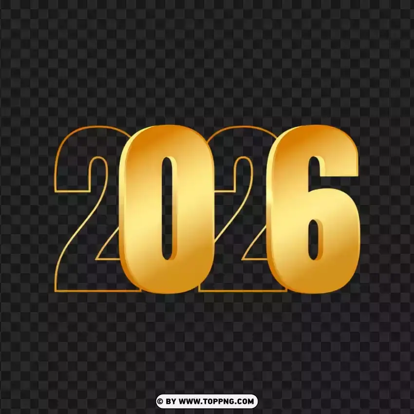 Bold golden 2026 typography design with gradient effect for New Year celebration