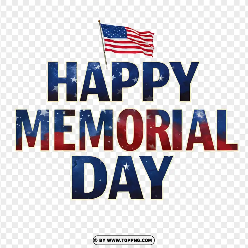 Happy Memorial Day With American Flag Illustration PNG Transparent Background