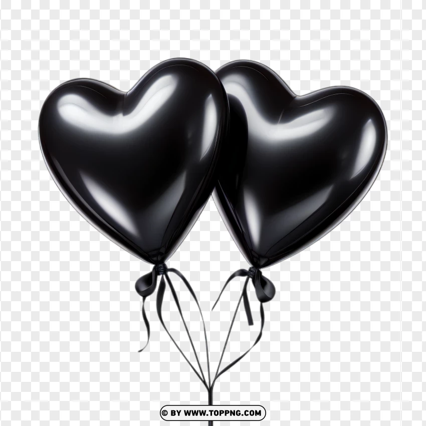 Bold Black Double Heart Love Balloons High-quality PNG Transparent Background