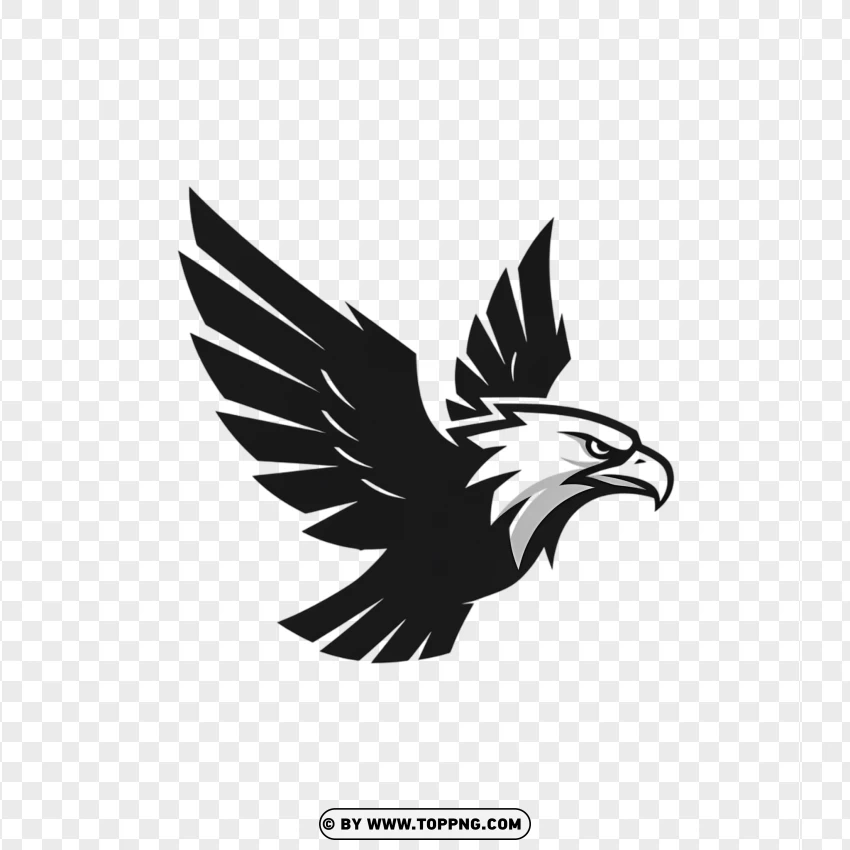 A bold, flat vector logo of an eagle's head with a determined expression.