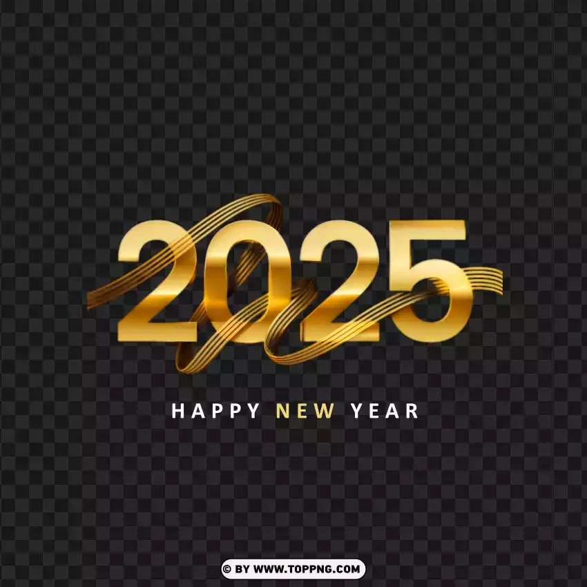 Bold Gold 2025 Greeting Luxury Design PNG Transparent Background