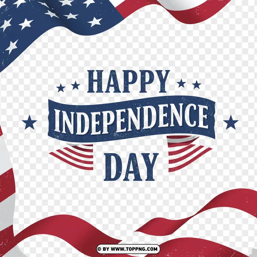 Independence Day With American Flag Wave PNG Transparent Background