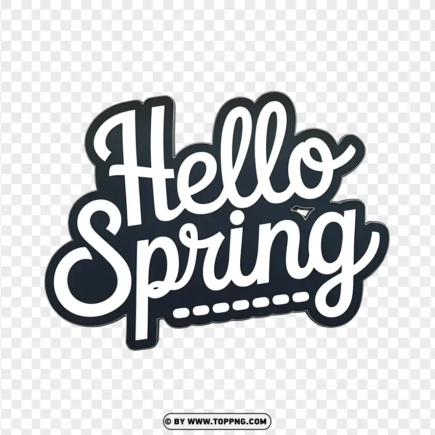 Hello Spring Bold Typography Design PNG Transparent Background