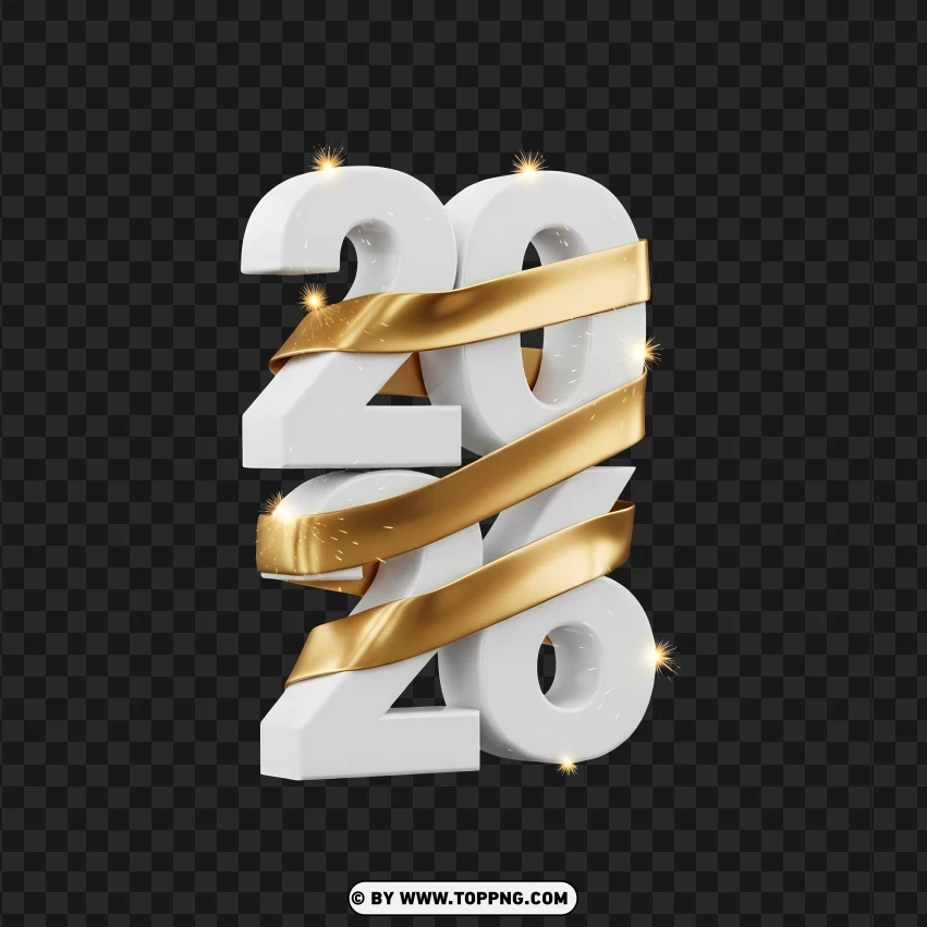 Bold Luxury 2026 Ribbon Typography PNG Transparent Background