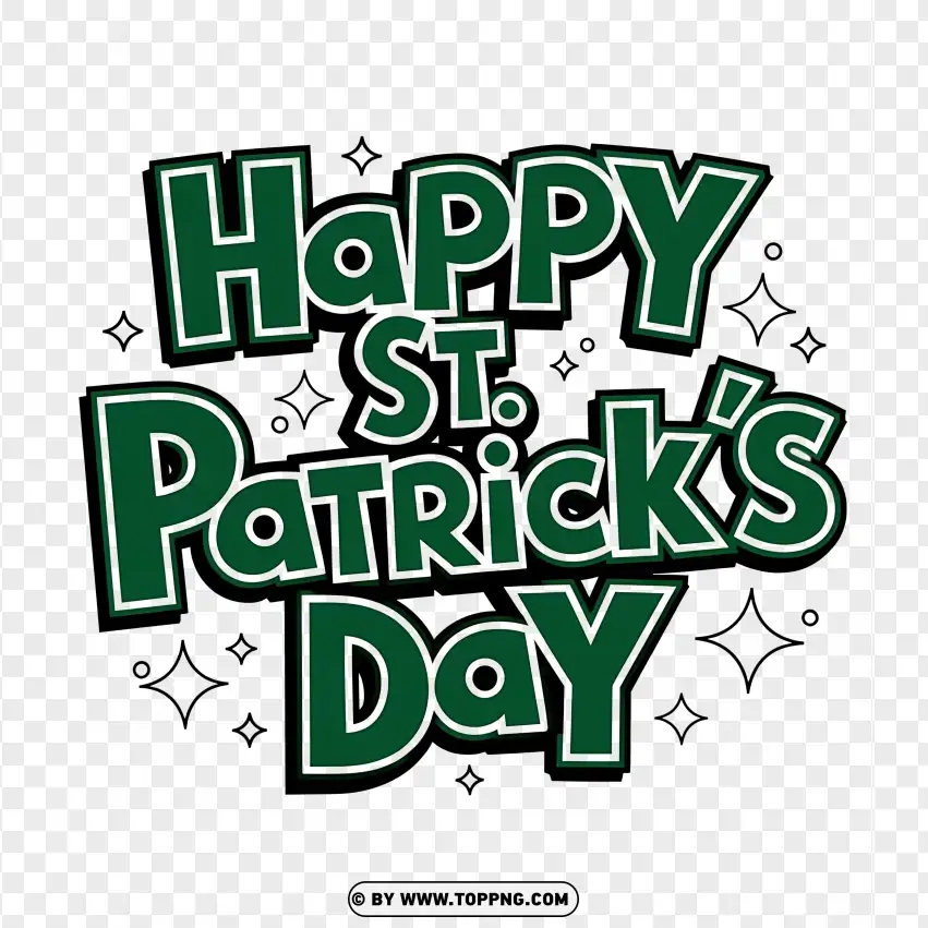 St. Patricks Day Green Typography Design PNG Transparent Background