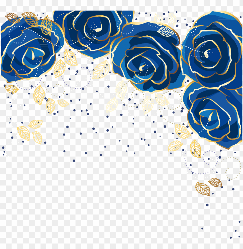 Boquet Bouquet Watercolor Watercolour Flowers Flower - Blue Sparkle Border PNG Transparent Background