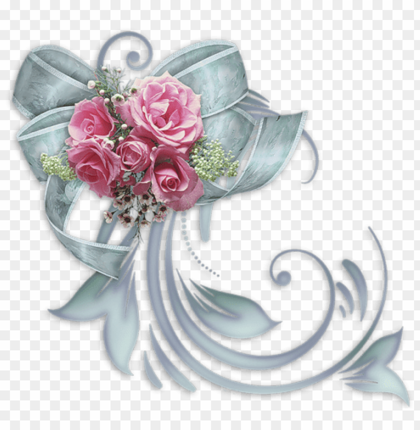 bow with roses png decorative element