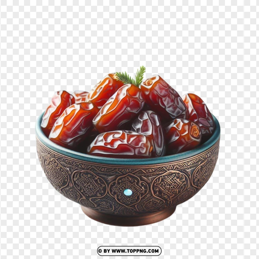 Bowl Fulled Of Ramadan Dried Dates PNG Transparent Background