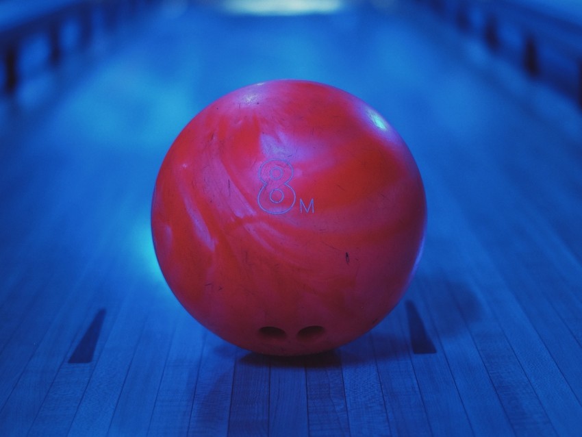 bowling, ball, red, round