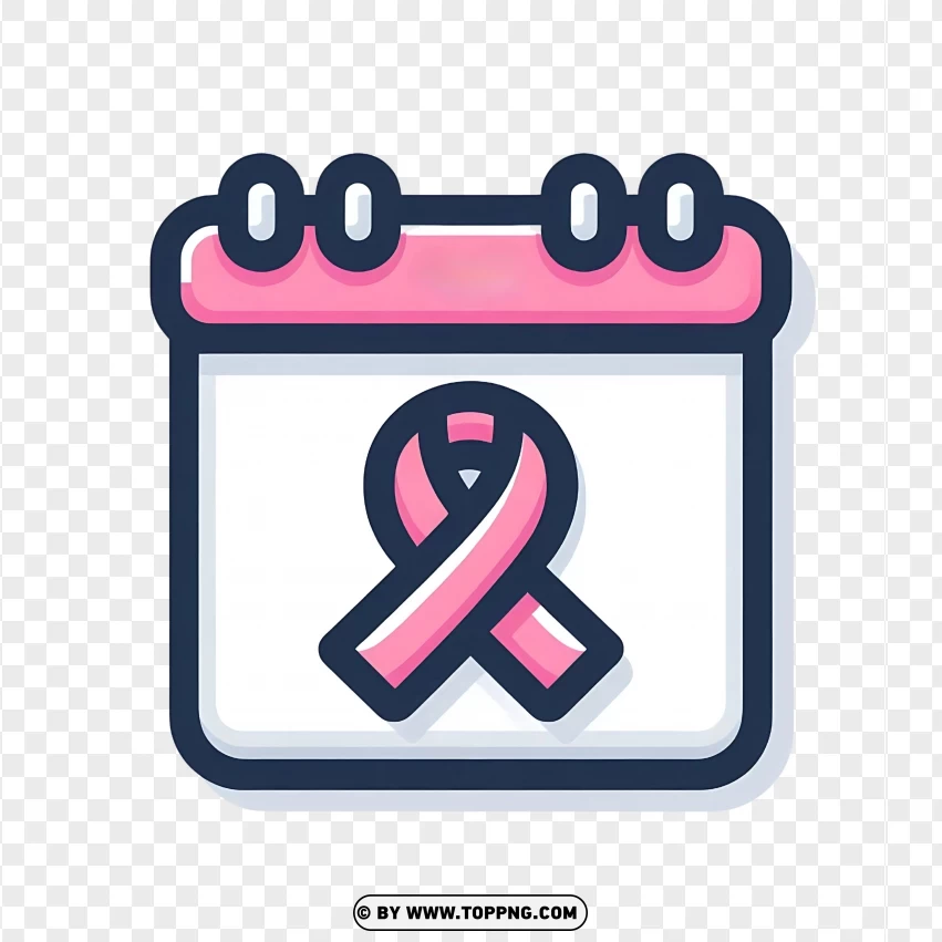 Breast Cancer Ribbon On Calendar Icon For Awareness Events PNG Transparent Background