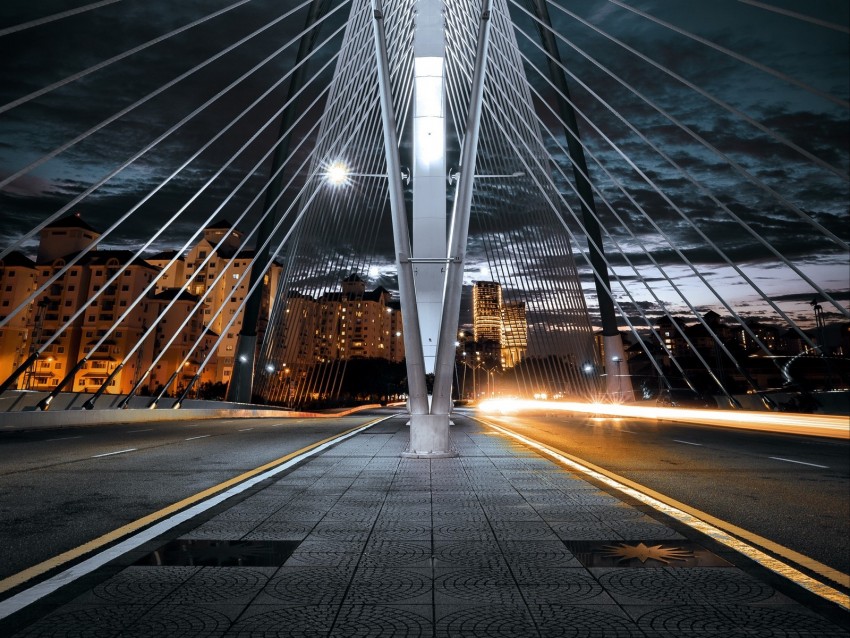 bridge, architecture, construction, lights, city, night background@toppng.com