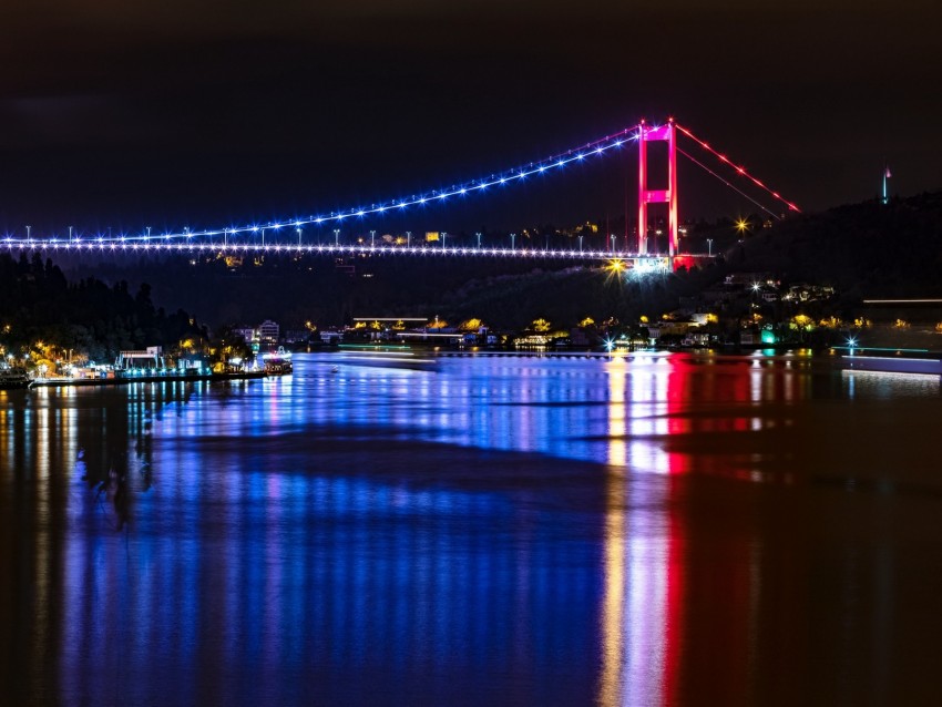 free PNG bridge, backlight, river, reflection, istanbul background PNG images transparent