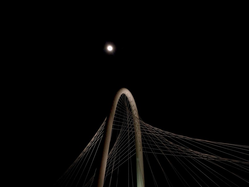bridge, construction, moon, darkness, architecture
