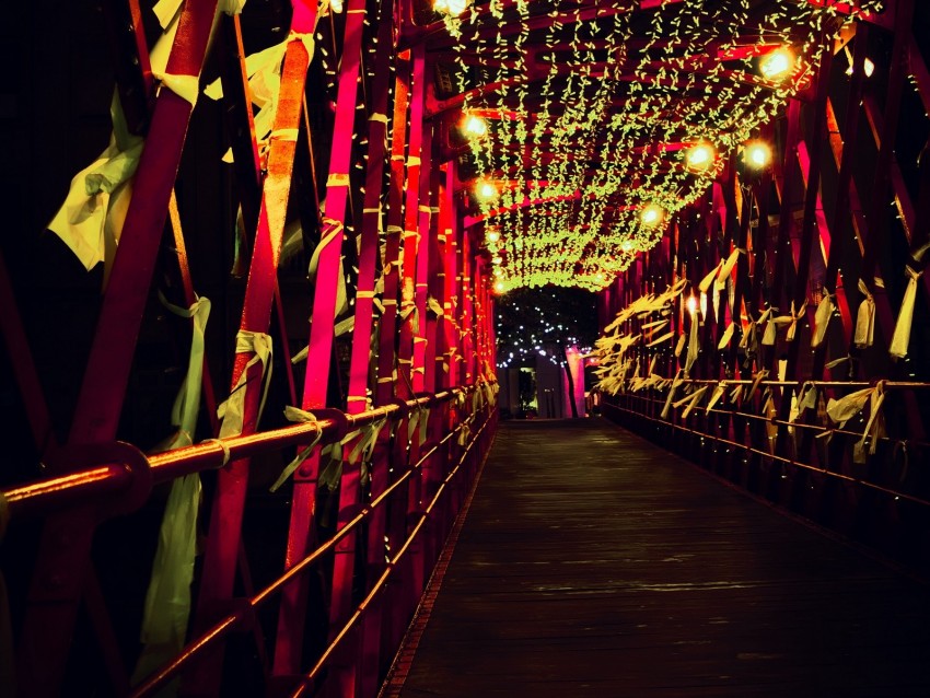 bridge, decoration, lighting, illumination