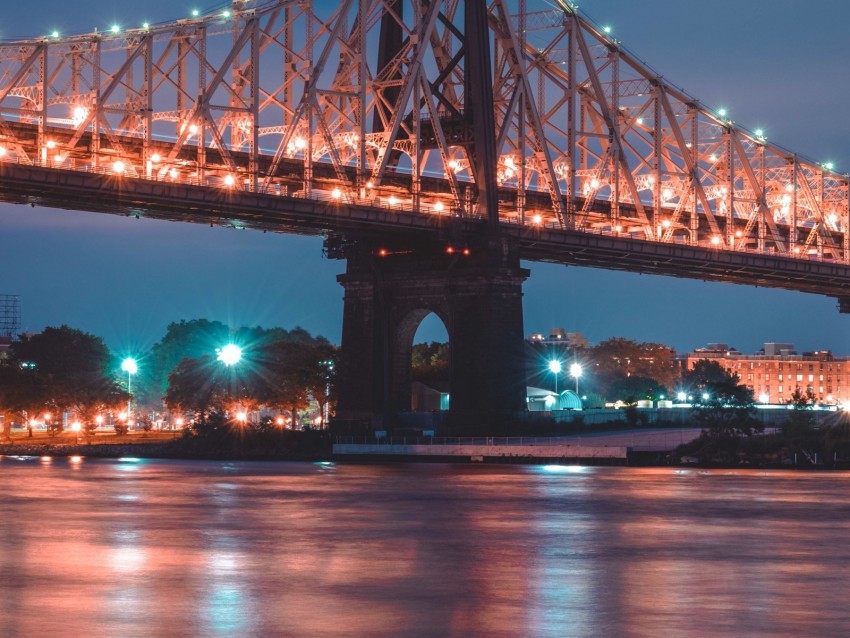 bridge night city lighting city lights new york usa 4k wallpaper