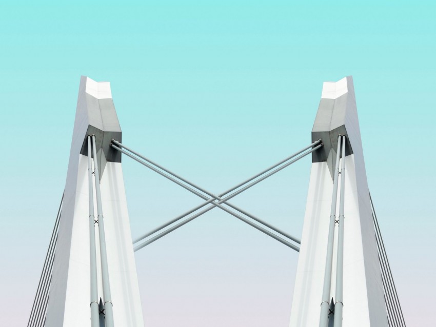 bridge, supports, construction, architecture, symmetry