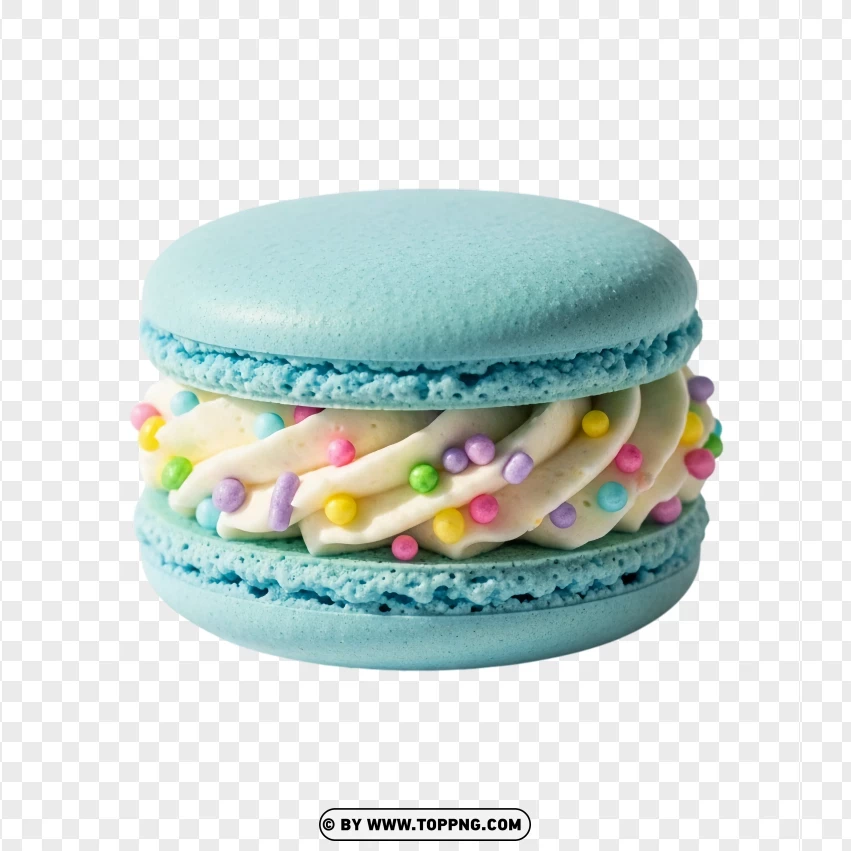 Bright Blue Macaron Filled With Funfetti Cream PNG Transparent Background