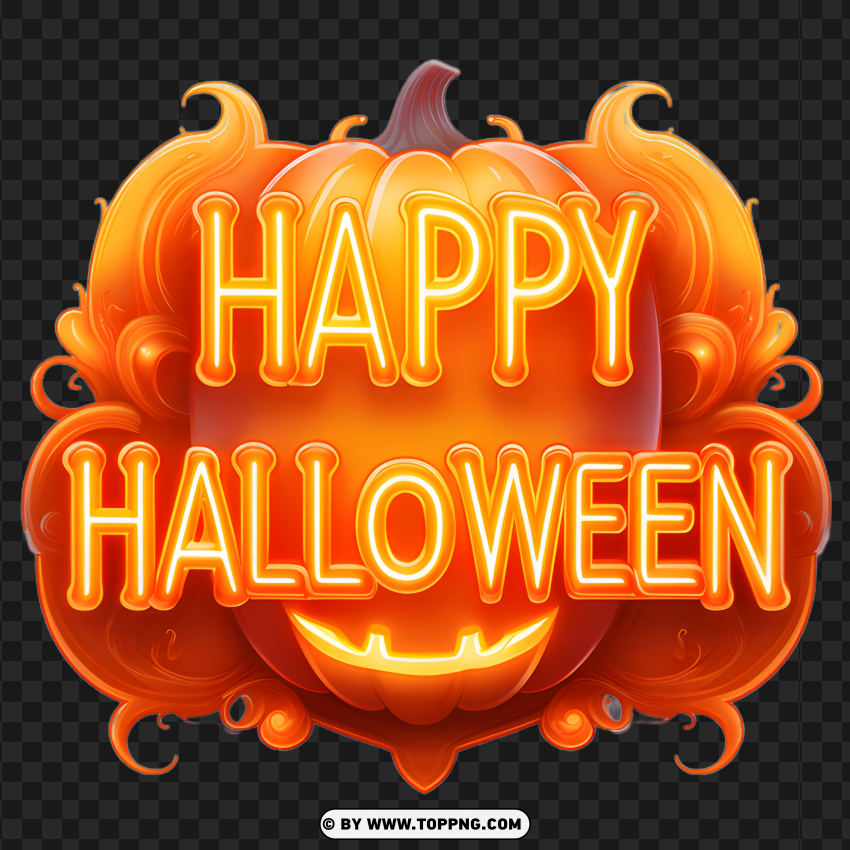 Bright Happy Halloween with Radiant Orange Pumpkin png