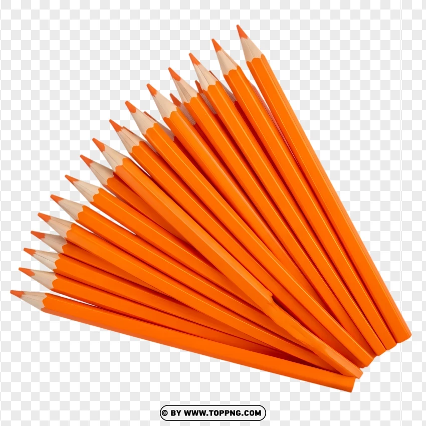 Bright Orange Coloring Pencils Set PNG Transparent Background