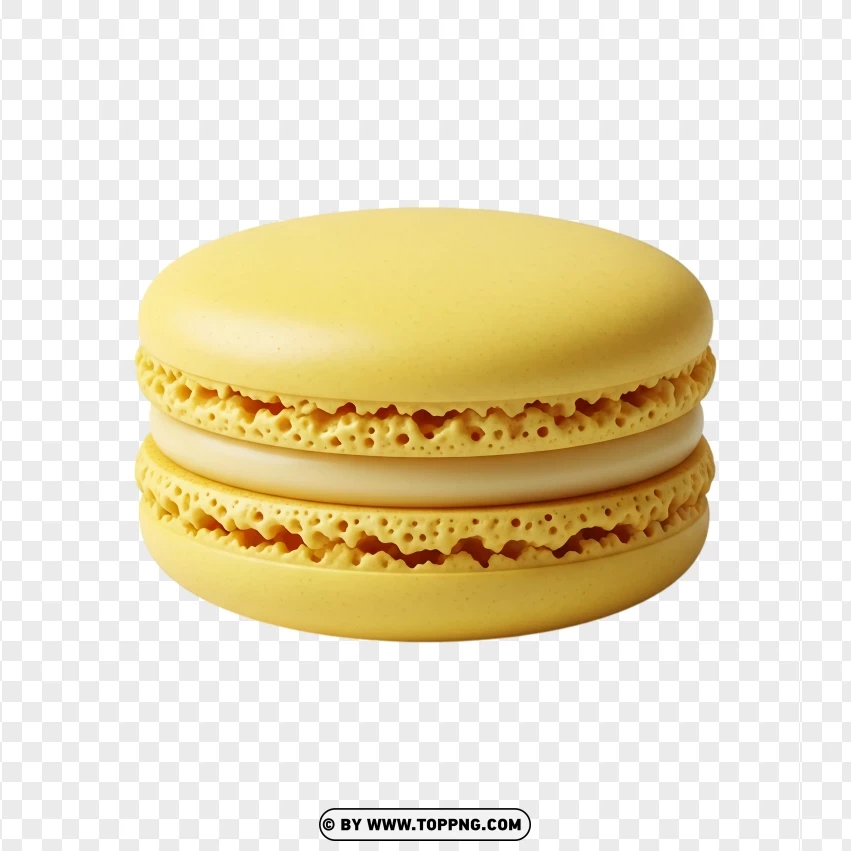 Bright Yellow Macaron Cookie Dessert PNG Transparent Background