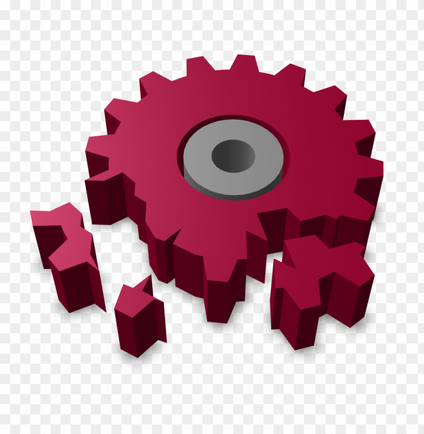 broken red 3d gear wheel PNG image with transparent background@toppng.com