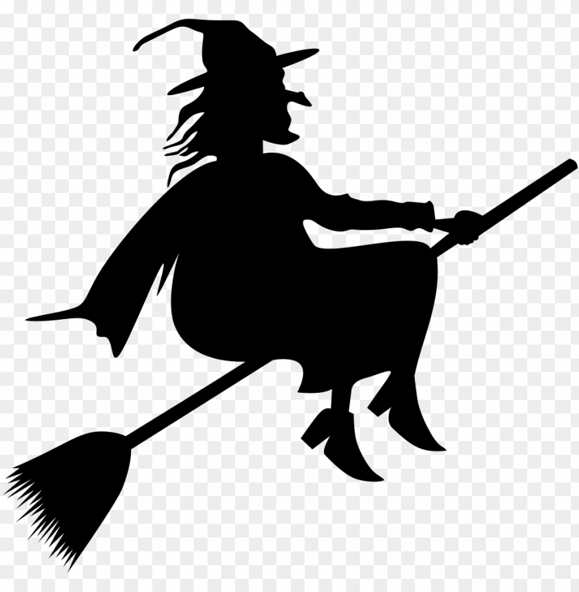 Broom Riding Witch Silhouette Flying Witch Clipart PNG Image With Transparent  Background | TOPpng
