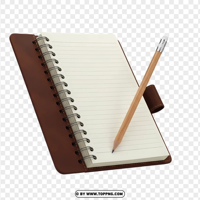 Brown Leather Spiral Notebook With Lines PNG Transparent Background