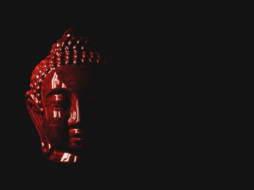 buddha, figurine, head, dark, red, black