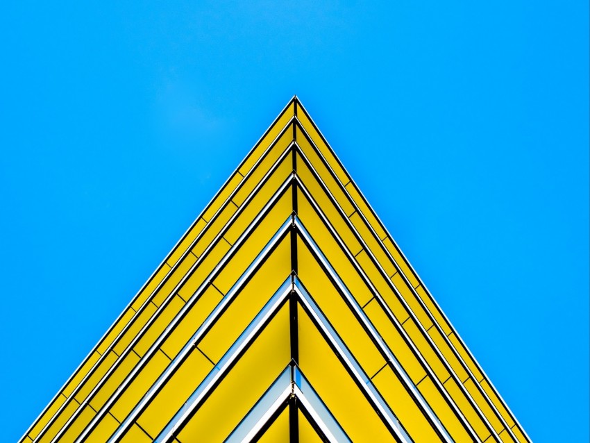 building, facade, corner, sharp, yellow, architecture