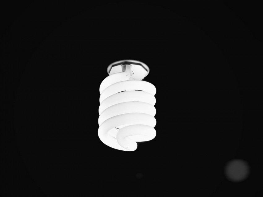 bulb, spiral, bw, lighting, electricity