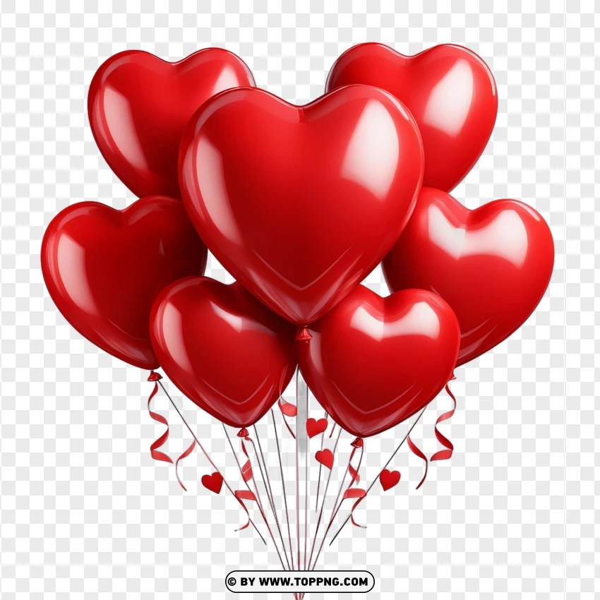 Bunch Of Red Heart Balloons Image PNG Transparent Background