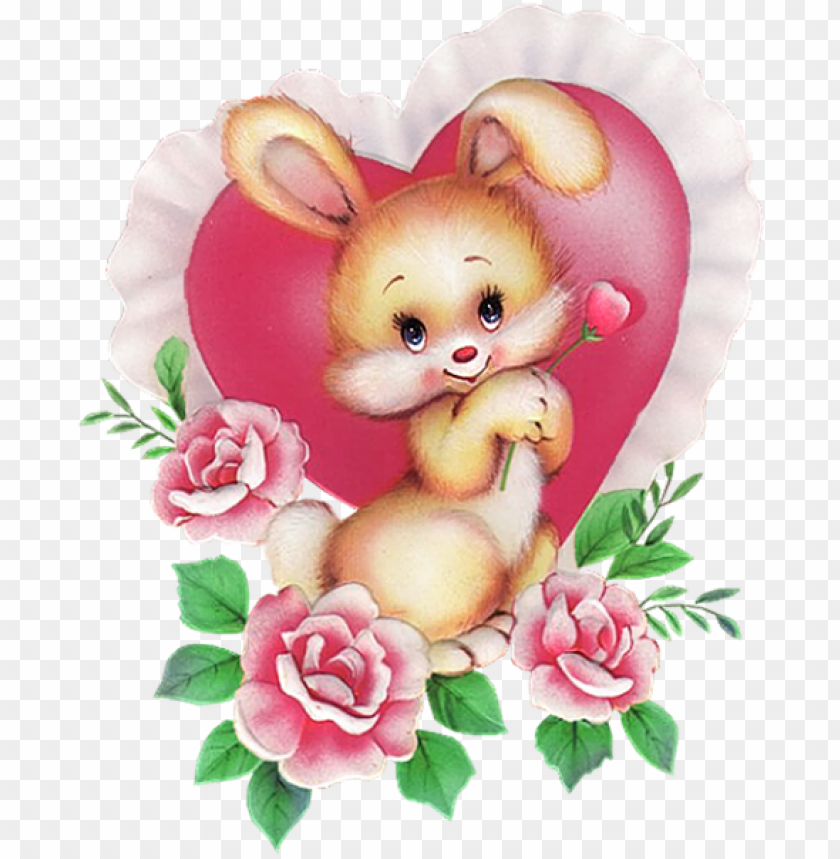 bunny with pink heart png picture good afternoon rabbit PNG transparent with Clear Background ID 264555